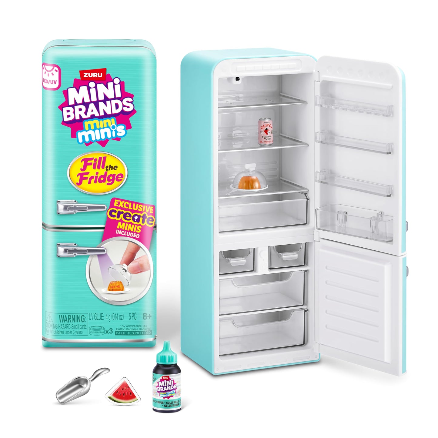 Mini Brands Fill The Fridge Playset w/UV Light by ZURU  Collectibles  DIY  Resin Play  limited availability Recipe  NOT Edible  8+