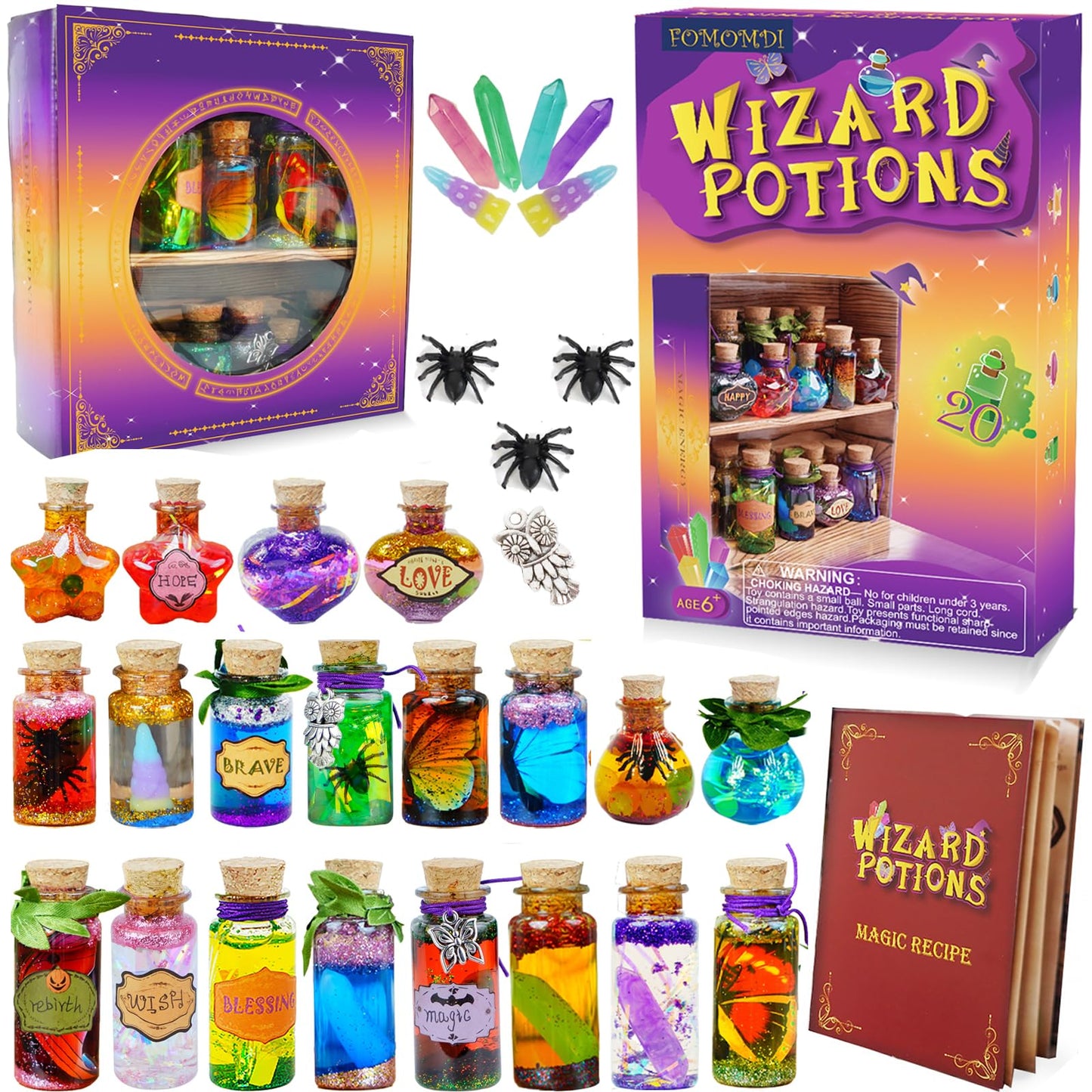 Fomomdi Diy Wizard Potions Kit For Kids, Magic Mix 20 Bottles Fairy Magic Potions, Holiday Art Craft Decoration Birthday Gift Fo