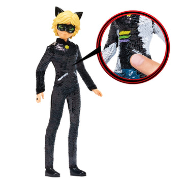 Miraculous Fashion Flip Adrien To Cat Noir 10.5    Action Doll Sequins