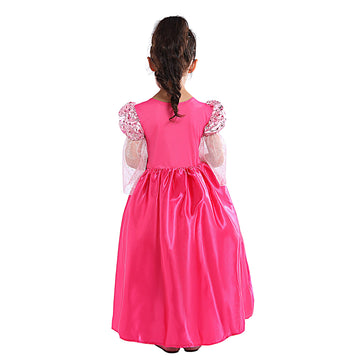 Spunicos Toddlers Girls Pink Medieval Princess Costume Ankle Length Dress With Tiara 5-6Years