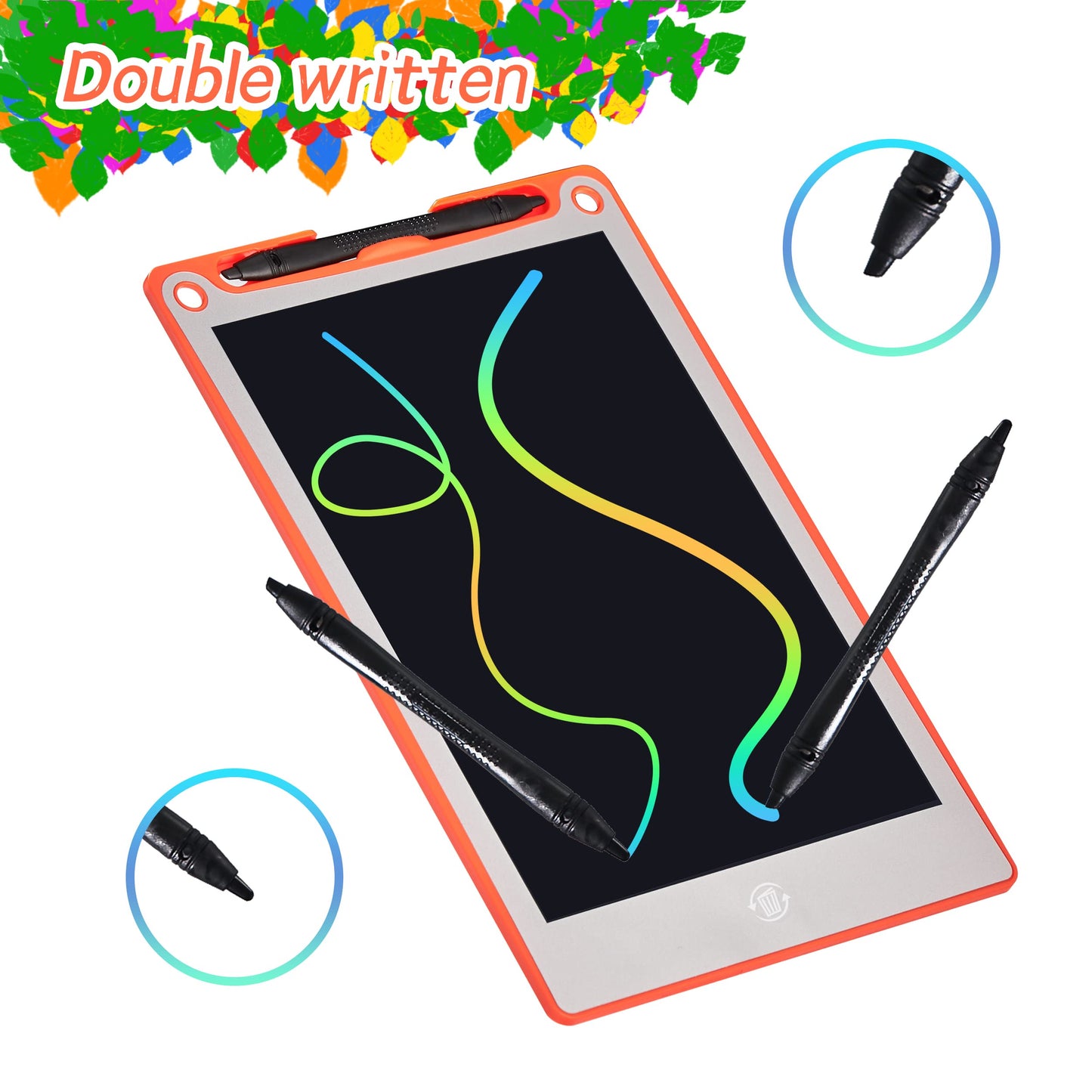 LCD Writing Tablet for Kids Set of 2 - Colorful Doodle Board - 10 Inch Erasable Reusable Drawing Pad- Orange Blue, Learning Toys