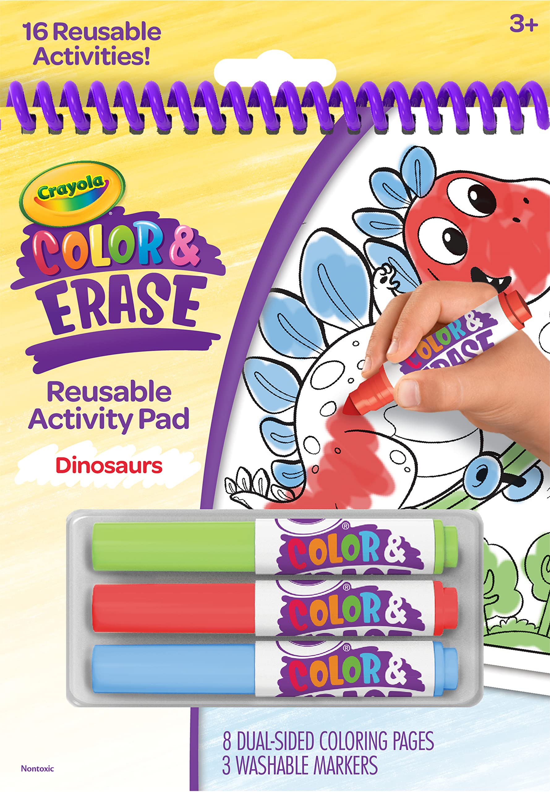 Crayola Color and Erase Reusable Activity Pad, Dinosaurs, Gift for Kids, Ages 3, 4, 5, 6