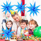 Funtoob Blue Star Balloons Metallic Star Foil Balloons Birthday Balloons Blue Star Cone Balloons Starburst Balloon Spike Balloon