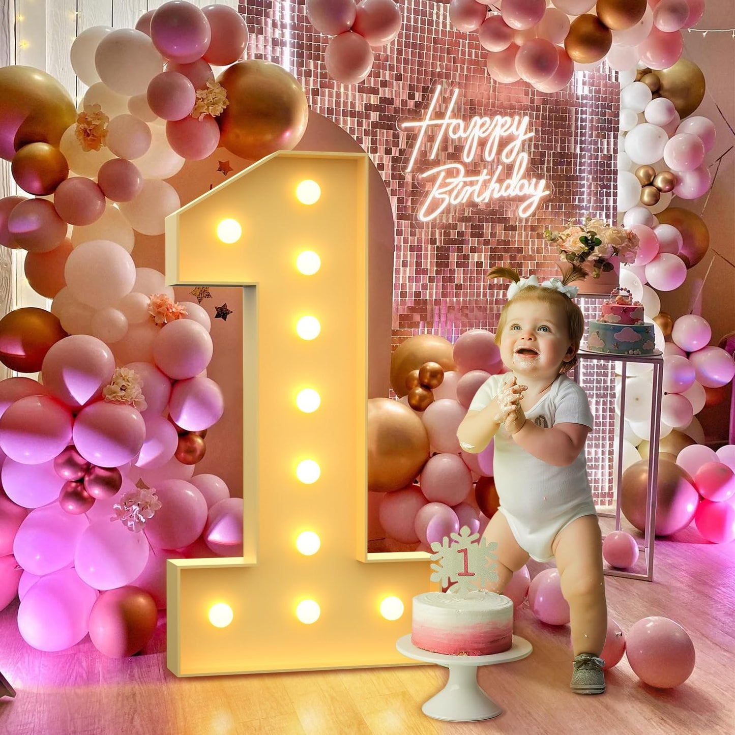 4Ft Light Up Numbers, Large Marquee Numbers 1 For 21St 1St Birthday Decorations For Boy Girl, Giant Light Up Numbers For Party A