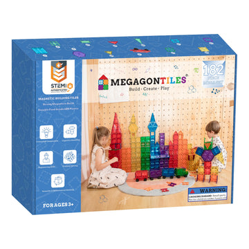 MEGAGONTILES 182PCS enhanced MagneticTiles  MagnetTiles  STEM AUTHENTICATED MEGA MagnetTiles  Magnetic Blocks  Magnetic Building Blocks  Magnets for Kids  MagneticTile Toy Boys Girls Age 3 4 5 6 7 8