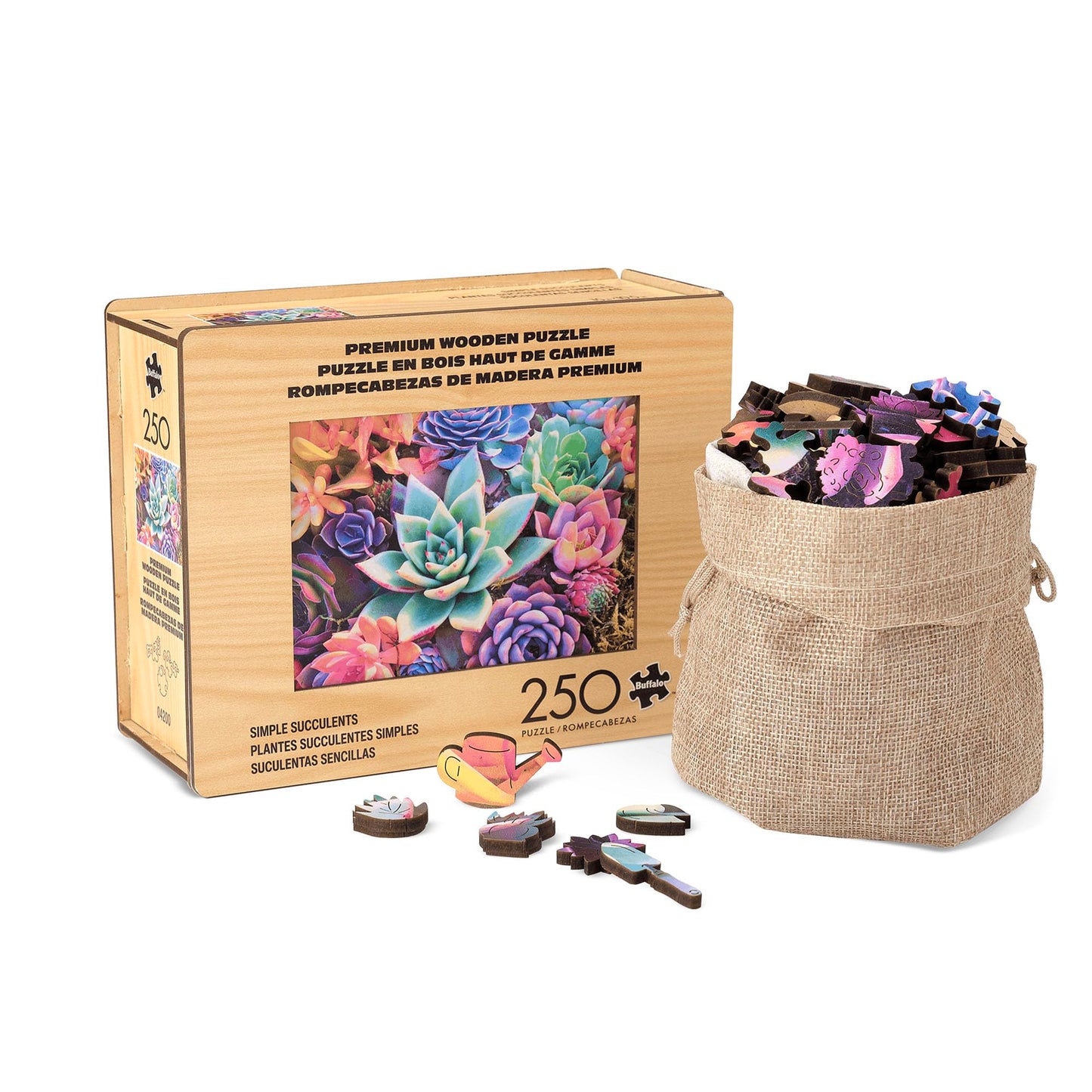Buffalo Games - Succulent Wood Puzzle - Whimsy Cut Jigsaw Pieces - 250 Piece Jigsaw Puzzle - Ages 14 And Up