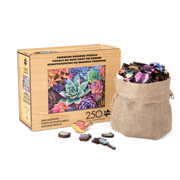 Buffalo Games - Succulent Wood Puzzle - Whimsy Cut Jigsaw Pieces - 250 Piece Jigsaw Puzzle - Ages 14 And Up