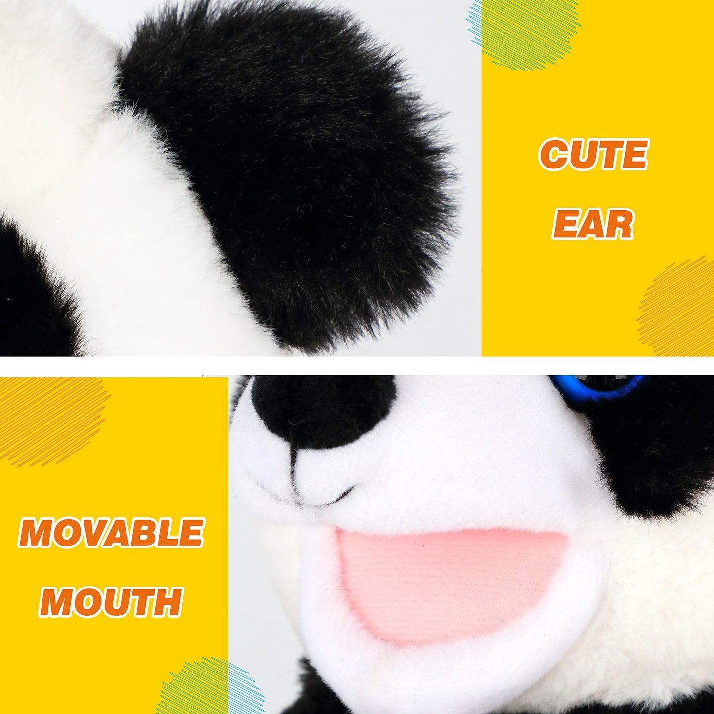 Easfan Panda Hand Puppet Plush Animal Toy With Movable Mouth For Role Play Storytelling Preschool Teaching Birthday Gifts For Kids Boys Girls, 9''