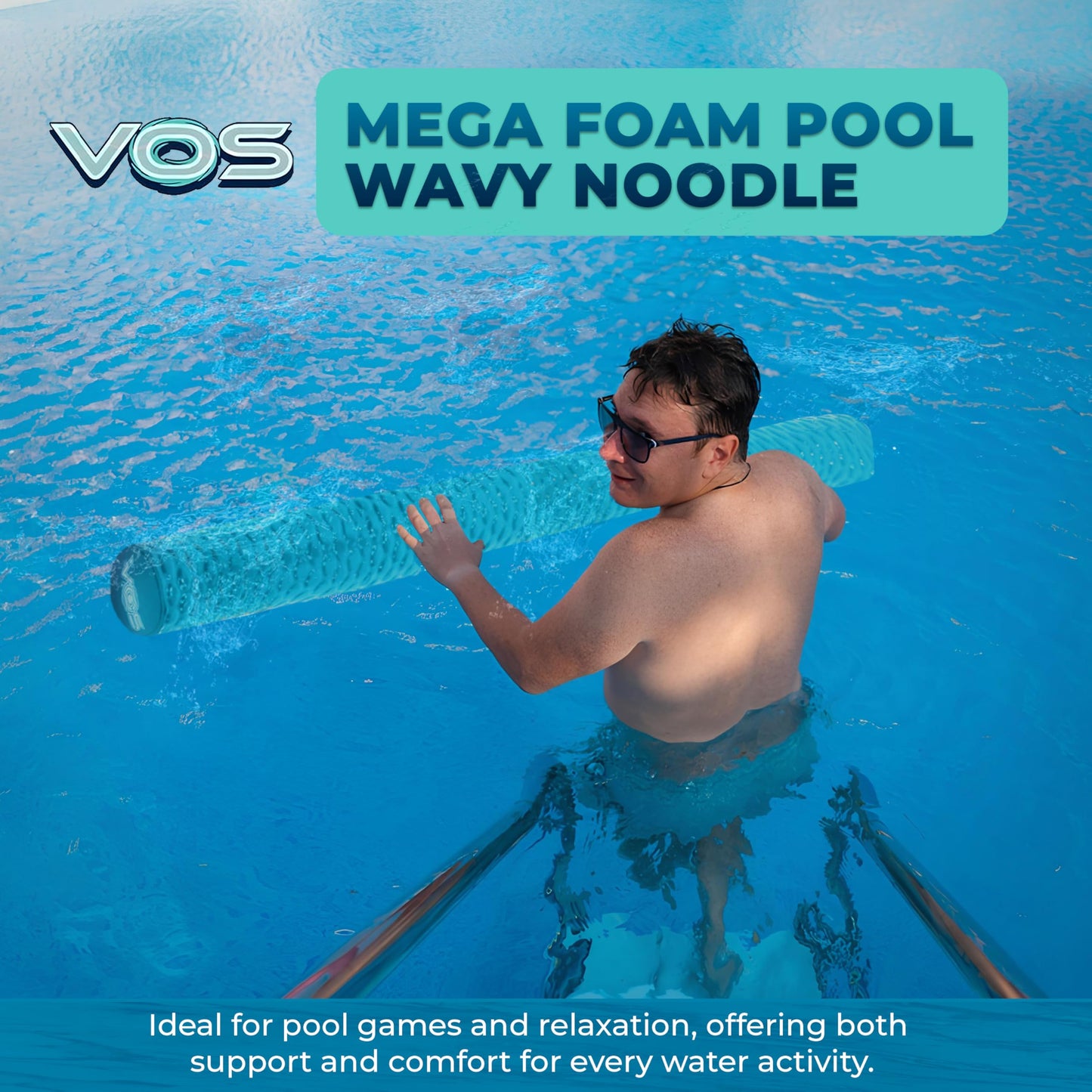 VOS Mega Foam Pool Wavy Noodle  enhanced & Big  Super Soft Pool Noodle for Swimming and Floating  Pool Floats  Lake Floats - 1 Pack (Cloud Blue  1 Pack)
