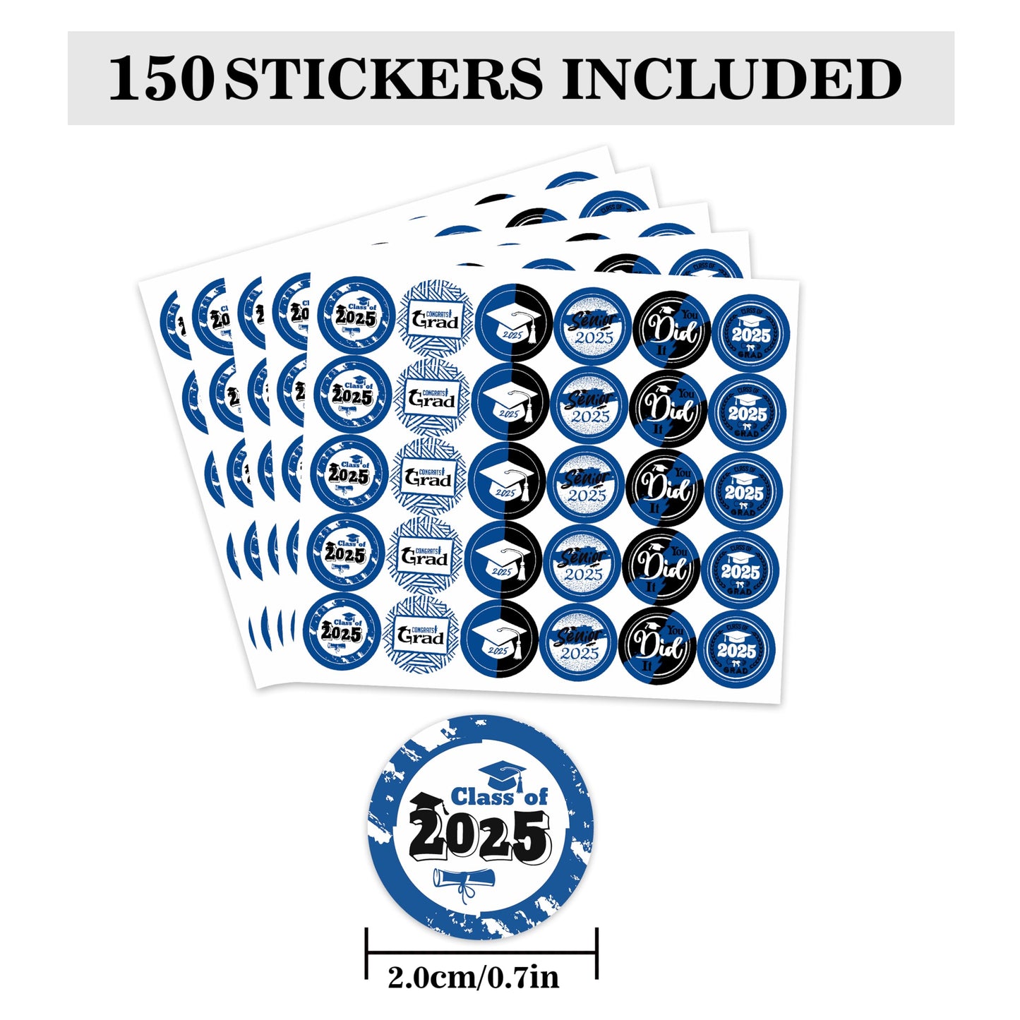 Black and Blue Grad Graduation Party Favors Stickers for Chocolate Kisses, Congrats Grad Stickers Graduation Candy Stickers,Clas