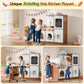 Wooden Corner Play Kitchen With 180 Rotating Design, Kids Kitchen Playset With Interactive Lights & Sounds, Toddler Kitchen Set