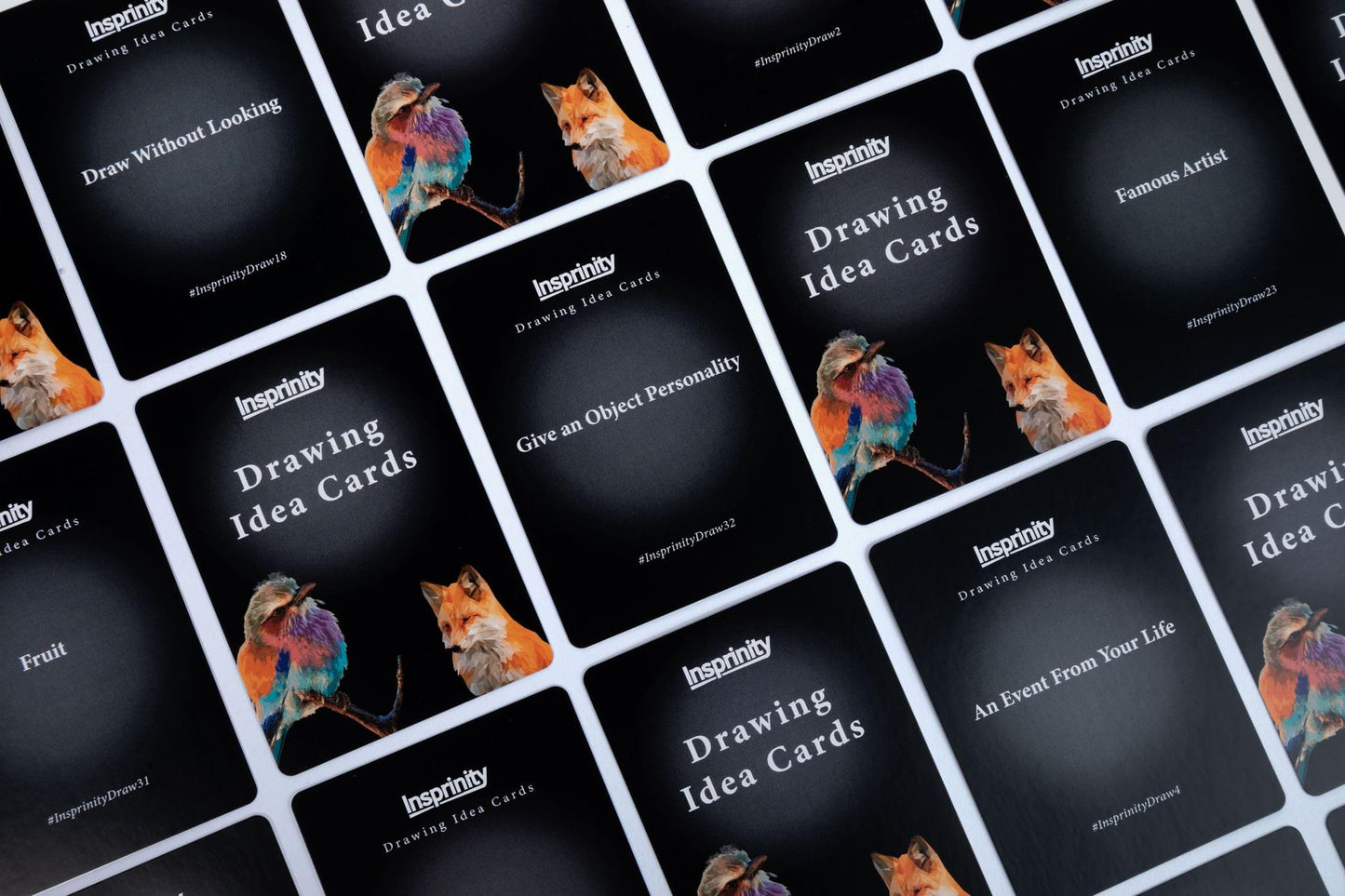 Insprinity Creative Drawing Idea Cards - 72 Unique Art Prompts on Paper, Model DD-1