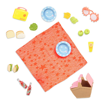 Glitter Girls - GG Picnic Set - Picnic Basket, Retro Radio, & Play Food Items - 14-inch Doll Accessories for Kids Ages 3 and Up