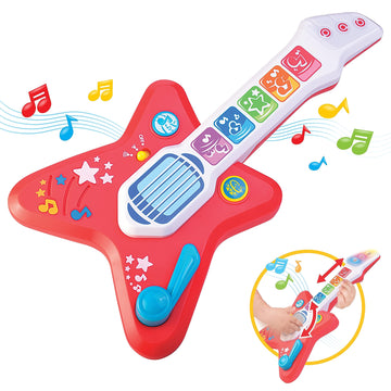 Hap-P-Kid Magic Touch Guitar, Toddler Light Up Music Toy With Volume Control, Infant Touch Sensor Musical Instrument, 3 Modes Of
