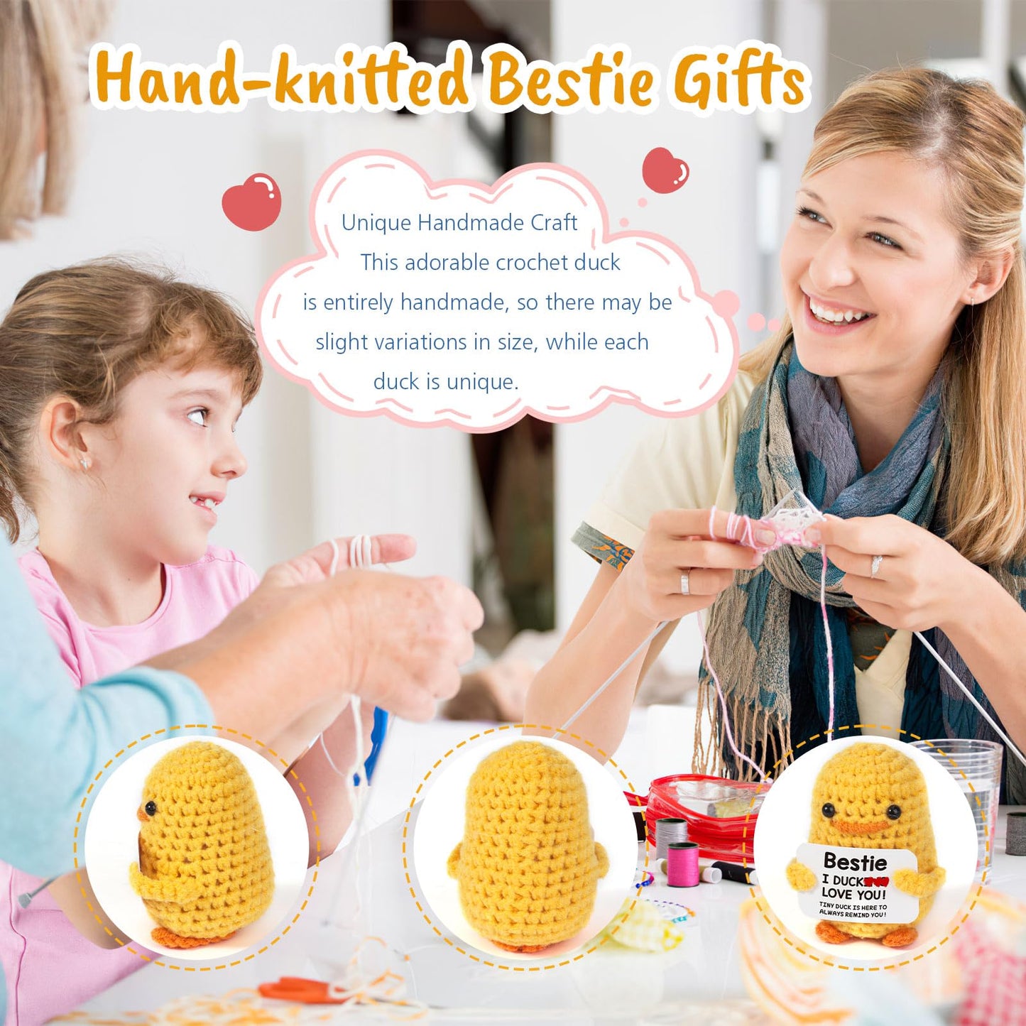 Mbl Bestie Best Friend Women Birthday - I Duck Love You, Funny Handmade Positive Emotional Knitted Duck For Female Women Bff Fri