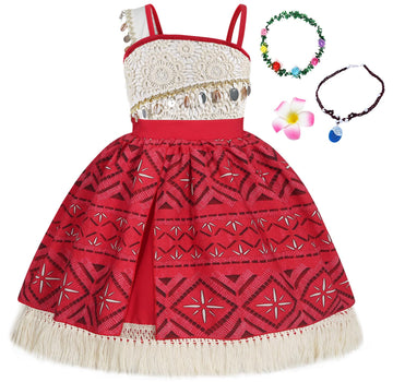 COTRIO Princess Dress for Girls Toddler Kids Outfit with Accessories Necklace Halloween Costume for Girl Dress Up Clothes Size 9