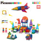 Picassotiles 333Pcs Magnetic Brick Tile And Magnetic Tile Combo Set, Action Figures Included, Building Blocks Stem Toys, Educati