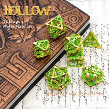 DND Dice,HNCCESG Metal D&D Dice of 7pc,Dungeons and Dragons Dice Set Polyhedral Dice Role Playing Dice Set Hollow Dice Gaming D