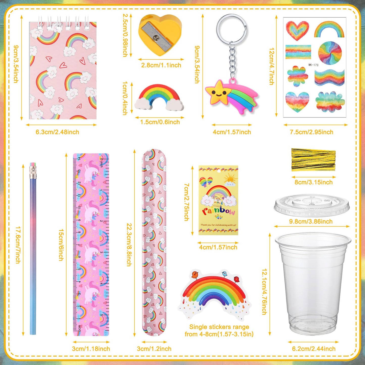 Noveread 251 Pcs Party Favors Set Includes Drink Gift Cup Mini Notebooks Pencils Heart Eraser Pencil Sharpener Slap Bracelets Ru