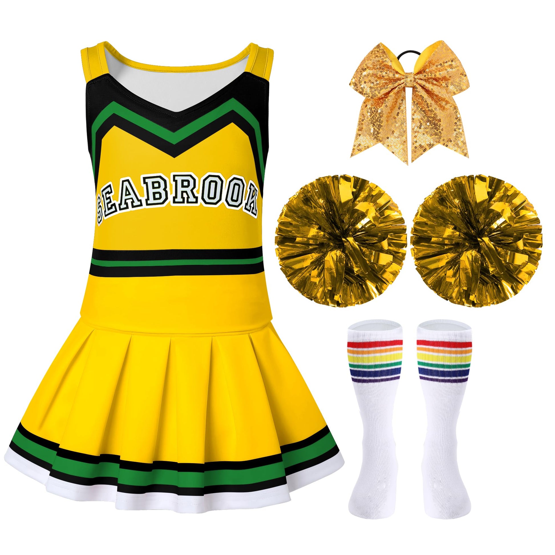 ZapLute Cheerleader Costume for Girls  Cheerleading Outfits for Halloween  Birthday Gifts  School Events  Christmas Gifts  11-12 Years
