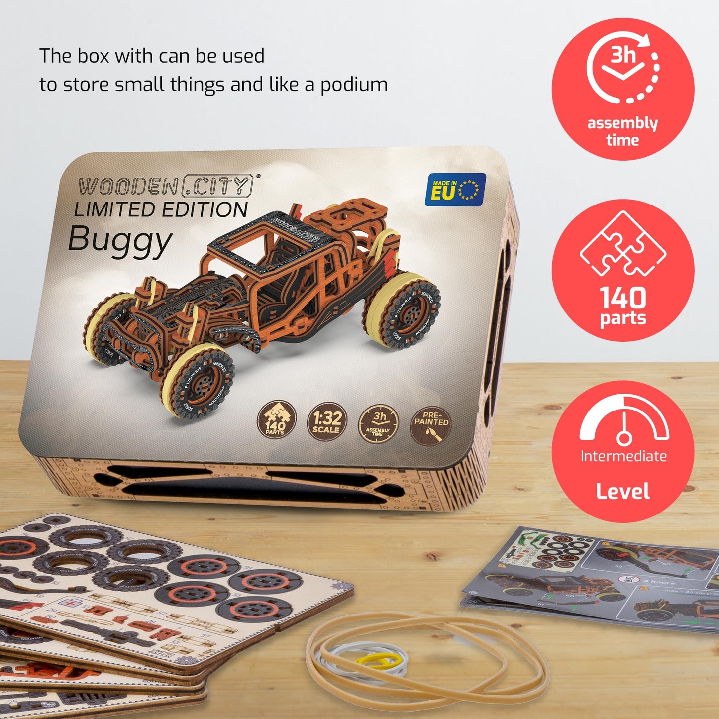 WOODEN.CITY Engineering DIY Wooden Model to Built - Model Car Kits - enhanced 3D Wooden Puzzles for mature-themeds - Detailed Model Kits for Enthusiasts and Collectors (Dune Buggy Car Puzzle Model)