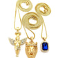 Fashion 21 Micro Colorful Gemstone, Angle, Lion Pendant 24'',30'' Box Chain 3 Necklace Set Gold Tone RC1413G (Blue)