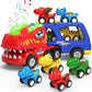 HEGUD Toddler Car Toys for 1 2 3 4 5 Year Old Boy, 5-in-1 Dinosaur Vehicle Trucks Toys for Toddlers 1-3 with Sounds & Lights Toy