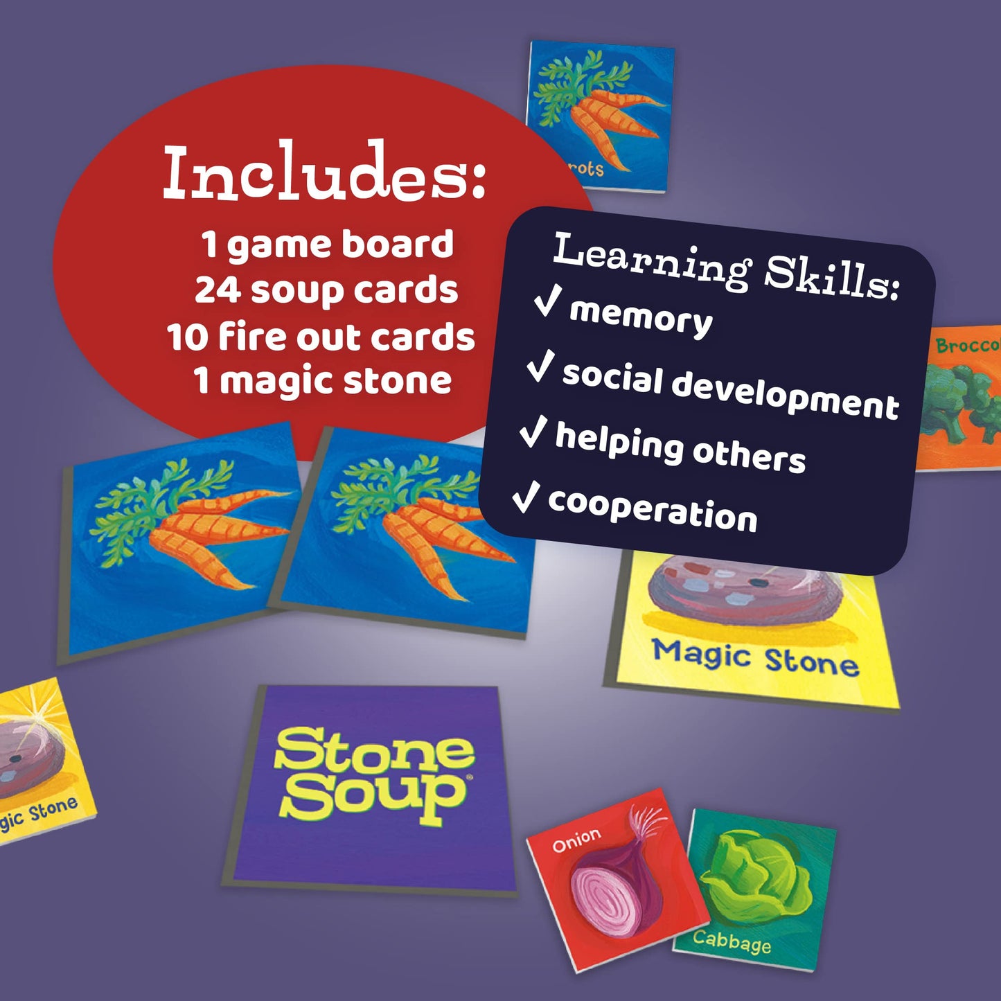 Peaceable Kingdom Stone Soup Cooperative Memory Game - Multicolor, Cardstock, Model GM104 for Kids