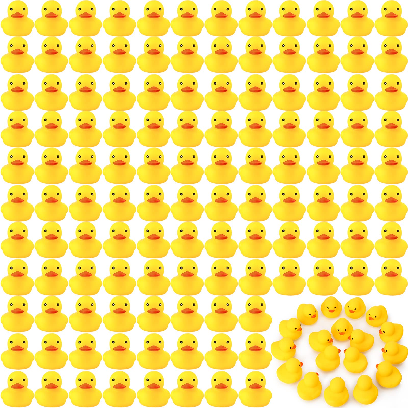 Vinsot 100 Pcs Bath Ducky Mini Rubber Ducks Yellow Rubber Duck Bath Toy Rubber Tub Toys Bathtub Toys Squeak And Float Ducks (1.77 X 1.77 X 1.57 Inch)
