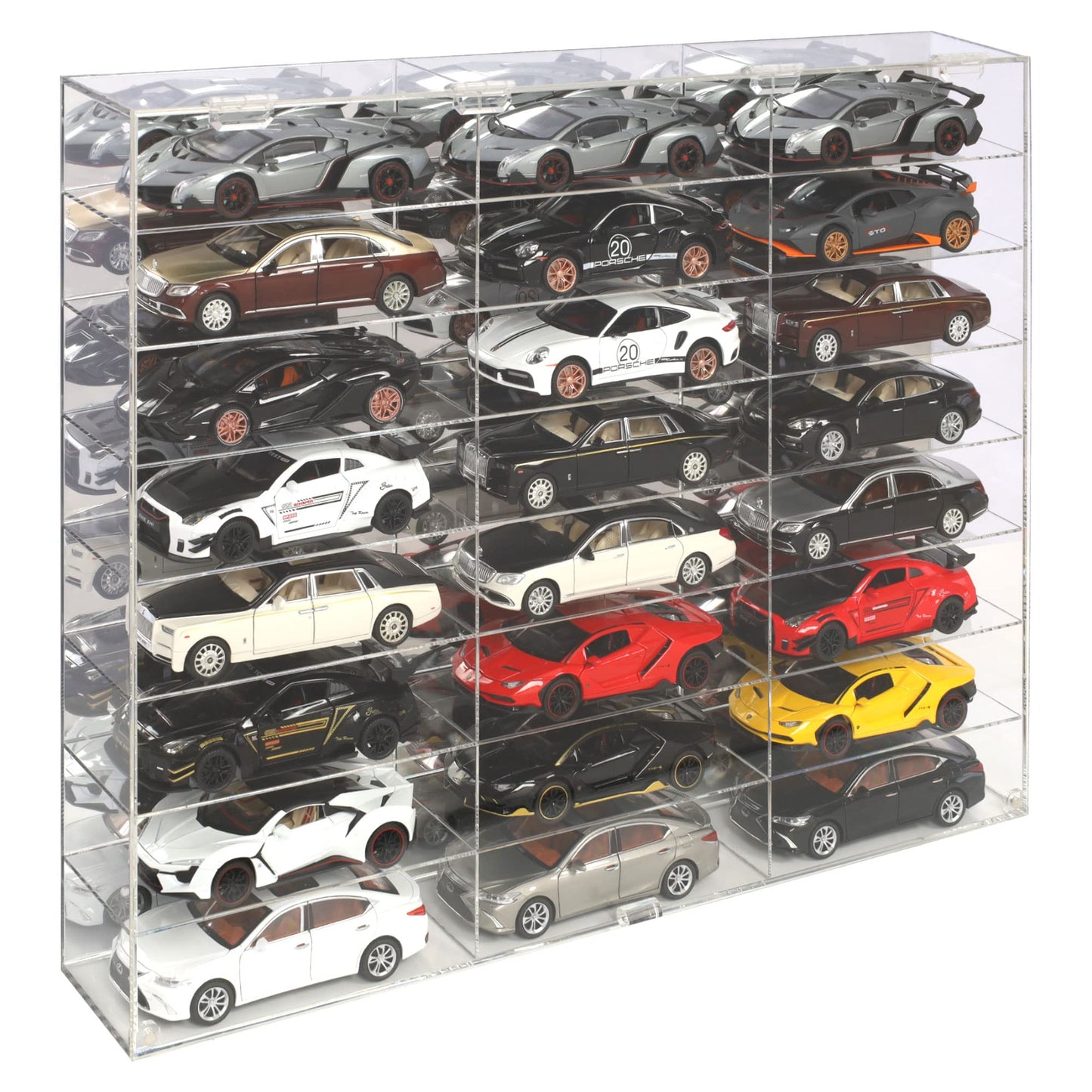 Hot Clear Acrylic Display Case For 1:24 Scale Diecast Toy Model Cars Wheels Storage Showcase, 24 Compartments, Ahw24