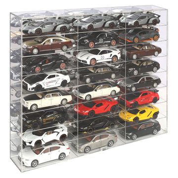 Hot Clear Acrylic Display Case For 1:24 Scale Diecast Toy Model Cars Wheels Storage Showcase, 24 Compartments, Ahw24