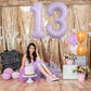 Number Balloons 13 Pastel Purple, 40 Inch Lavender Mylar Foil Number 1 & 3 Balloons For Girls 13Th Birthday Balloons, Large Ligh