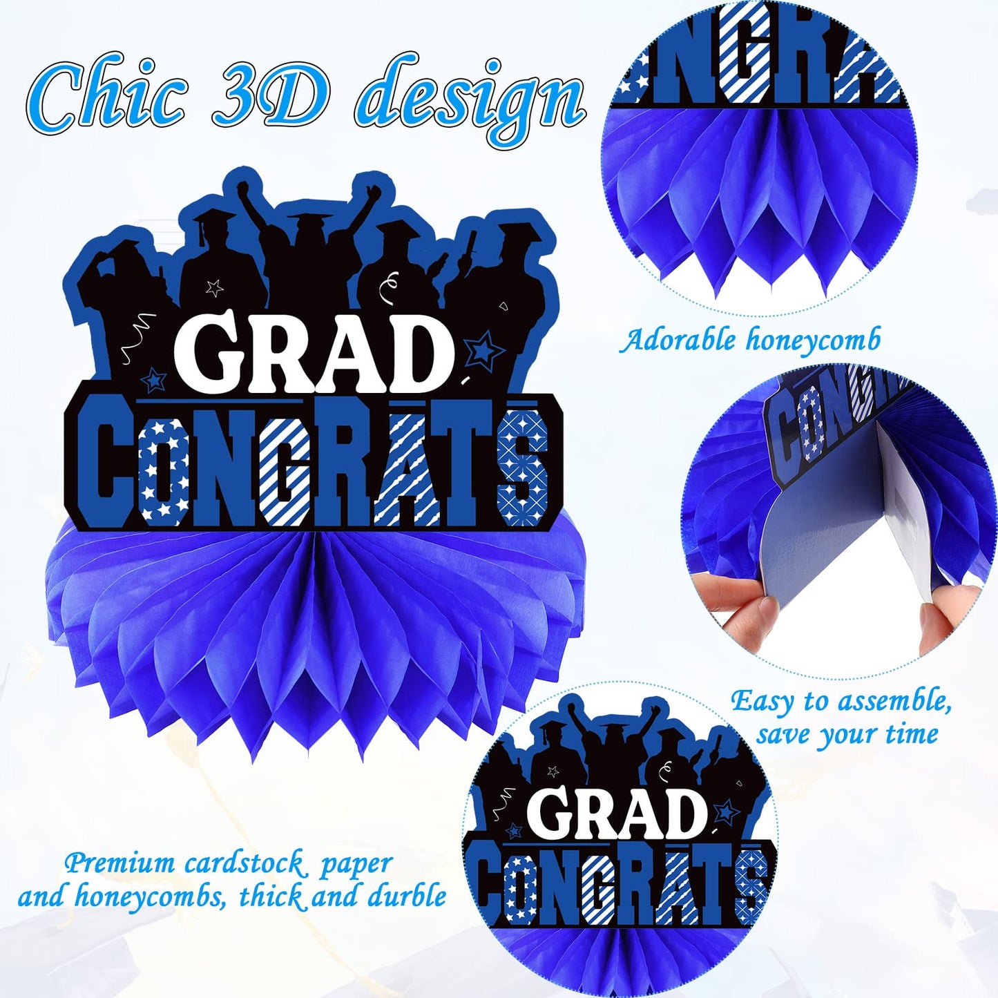 Yisong 10 Pcs Graduation Party Decorations Class of 2025 Congrats Grad Honeycomb Centerpieces Congratulate Graduation Table Topp