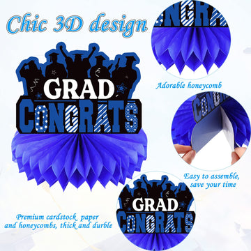 Yisong 10 Pcs Graduation Party Decorations Class of 2025 Congrats Grad Honeycomb Centerpieces Congratulate Graduation Table Topp