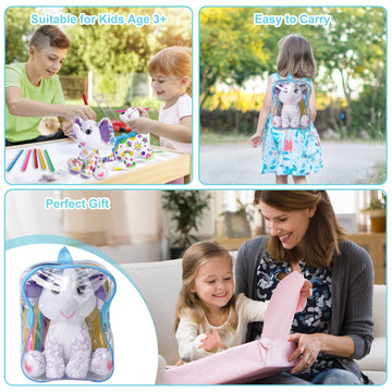 Drawmytoy Coloring Plush Toy With 5 Washable Markers For Little Girls Doodle Dolls For Kids Ages 4-6 Birthday (Elephant)