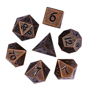 Udixi 12Mm Mini Dnd Dice Metal Dice Set D&D, 7-Die Polyhedral Dice Set For Dungeons And Dragons Role Playing Game (Copper)