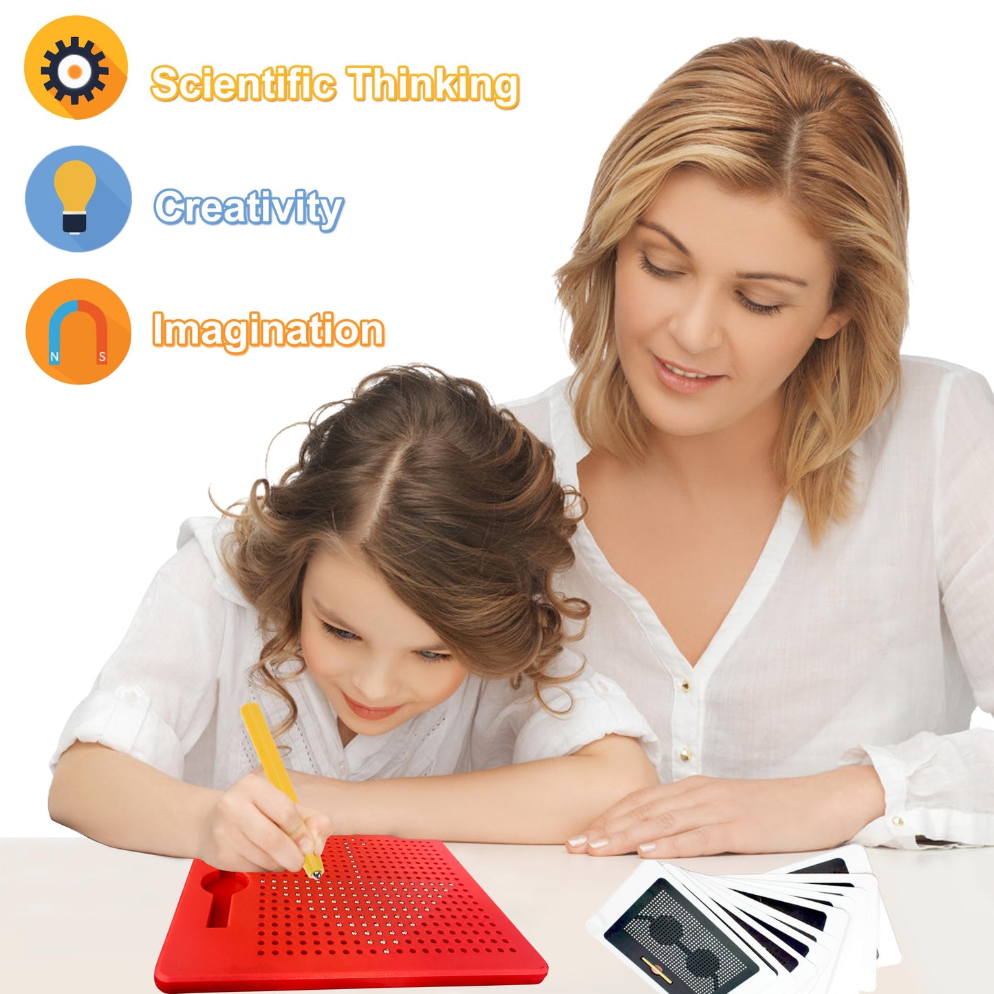 RAINBOW TOYFROG Magnetic Drawing Board - Sensory Activity for Kids 4-8, Red, ABS Material, Perfect Travel Toy