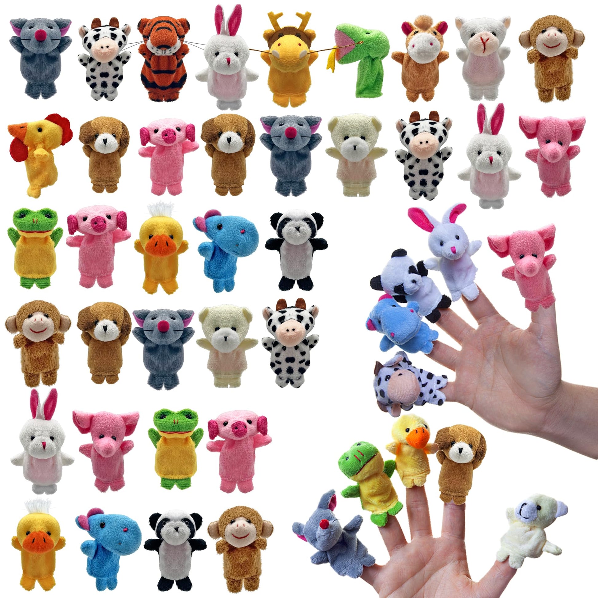 XIPEGPA 36 PCS Finger Puppets Set Mini Stuffed Animals Finger Puppet for Storytelling Playing Teaching Shows Playtime Schools Bi