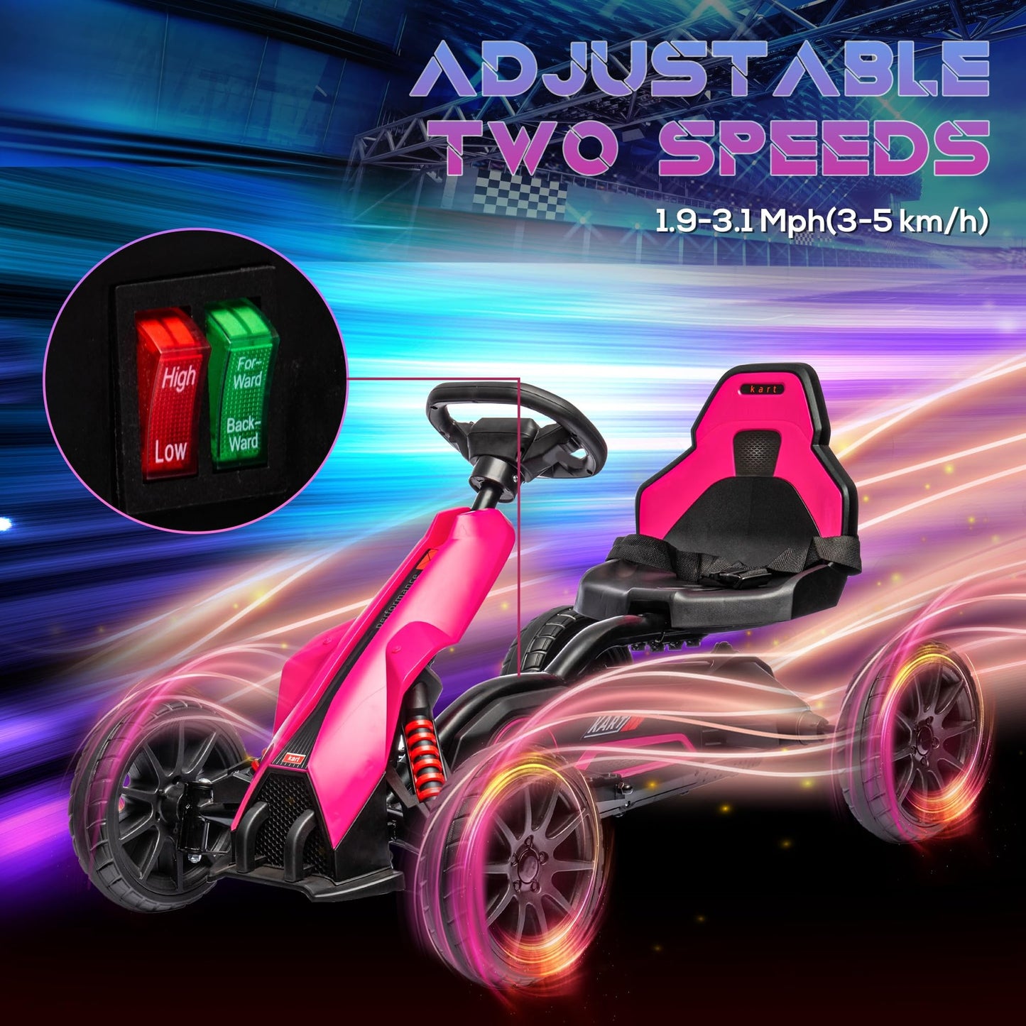 Aosom 12V Electric Go Kart for Kids, Outdoor Ride-On Toy with Forward Backward Drive & Adjustable Speed, Gift for Child 3-8 Year