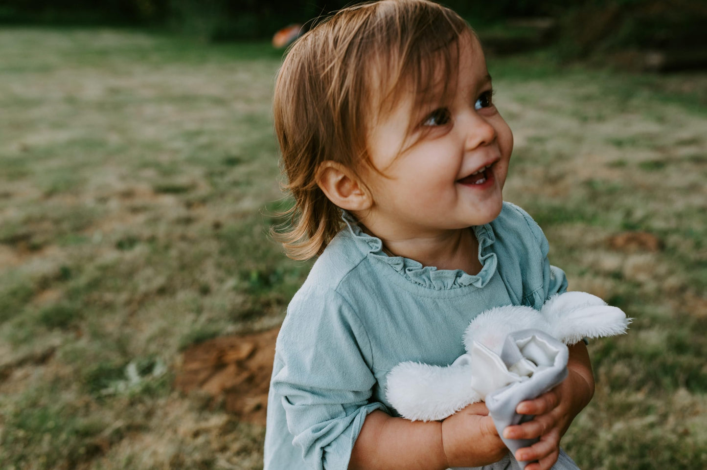 Bunnies By The Bay Bloom Bunny Bye Bye Buddy - Travel Size Baby Lovey - 11 inch Stuffed Rabbit and Baby Blanket - Super Soft Vel