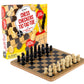 Regal Games Reversible Wooden Board for Chess, Checkers & Tic-Tac-Toe - Includes 24 Checkers & 32 Chess Pieces - 10.5 Inch Size
