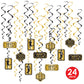 Beistle 24 Piece Roaring 20 Swirls 1920s Theme Party Decorations Dangling Whirls, 17-32, Black/Gold