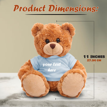Plushland Teddy Bear 11 Inch, Stuffed Animal Personalized Gift - Great Present For Mothers Day, Valentine, Graduation, Birthday,Anniversary, Get Well,Christmas (Mocha Bear, Baby Blue)