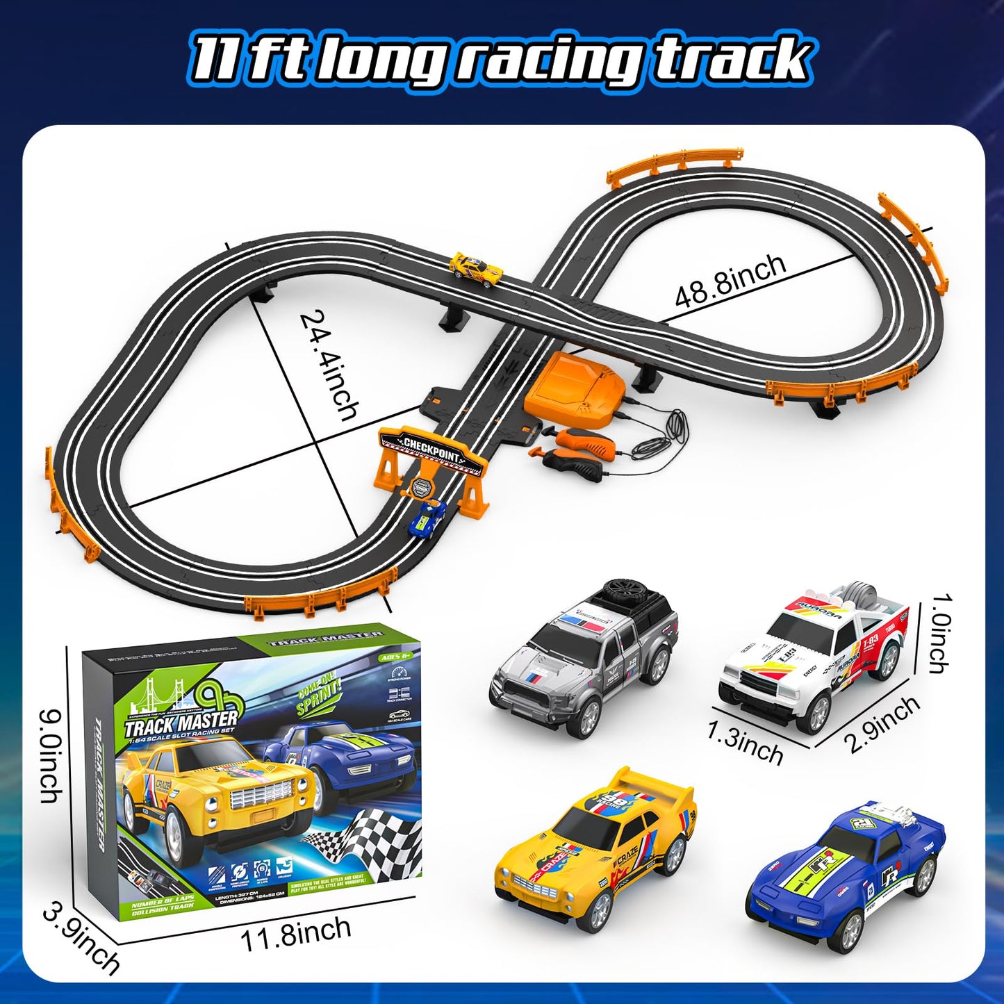 Slot Car Race Track Sets For Boys, Race Car Track With 2 High-Speed Slot Cars, Battery Or Electric Car Track, Dual Racing Game L