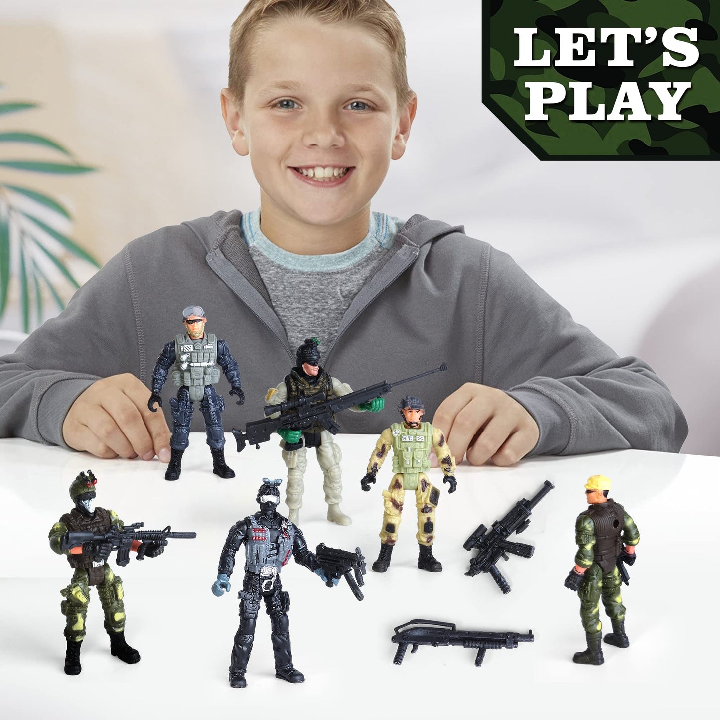 8-Pack Military Toy Soldiers Action Figures Playset  US Army Men and SWAT Team with Military  Accessories for Kids Boys Girls