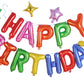 Birthday Balloons Banner, 3D Mylar Foil Happy Birthday Balloons, 24Pcs Birthday Party Decorations With 6Pcs Star Balloons For Ki