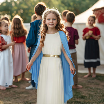 Jpxh Virgin Mary Children'S Halloween Bible Costume Set For Girls' Bible Costumes - L