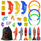 Jasonwell Pool Diving Toys Games - 25Pcs Swimming Pool Toys With Dive Sticks And Rings Underwater Treasures Torpedo Bandits Fish Toys Etc Fun Water Swim Toys For Boys Girls Adults Kids Teens