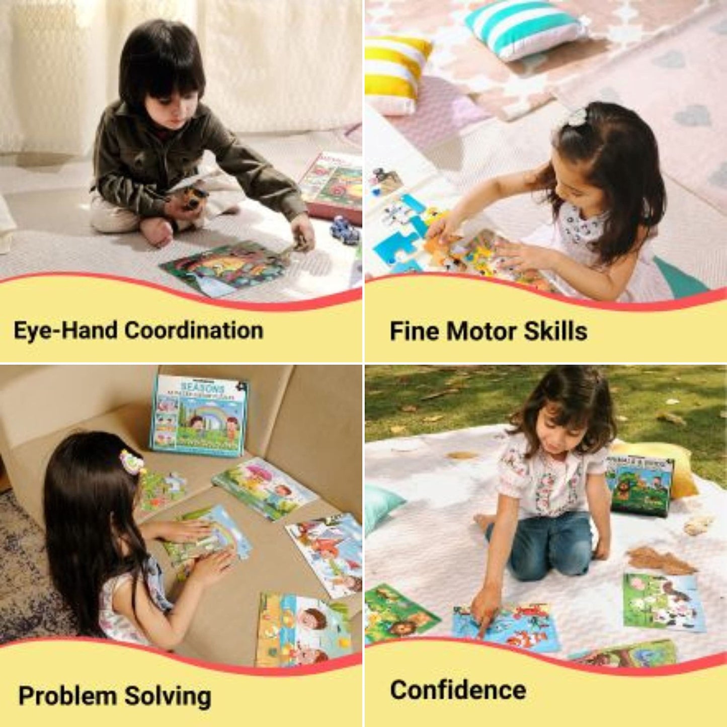 Wondrbox 12 Pcs Season Jigsaw Puzzle For Kids| 4 Puzzles In A Box | Educational Learning Birthday Return Gifts For Kids Ages 3 4