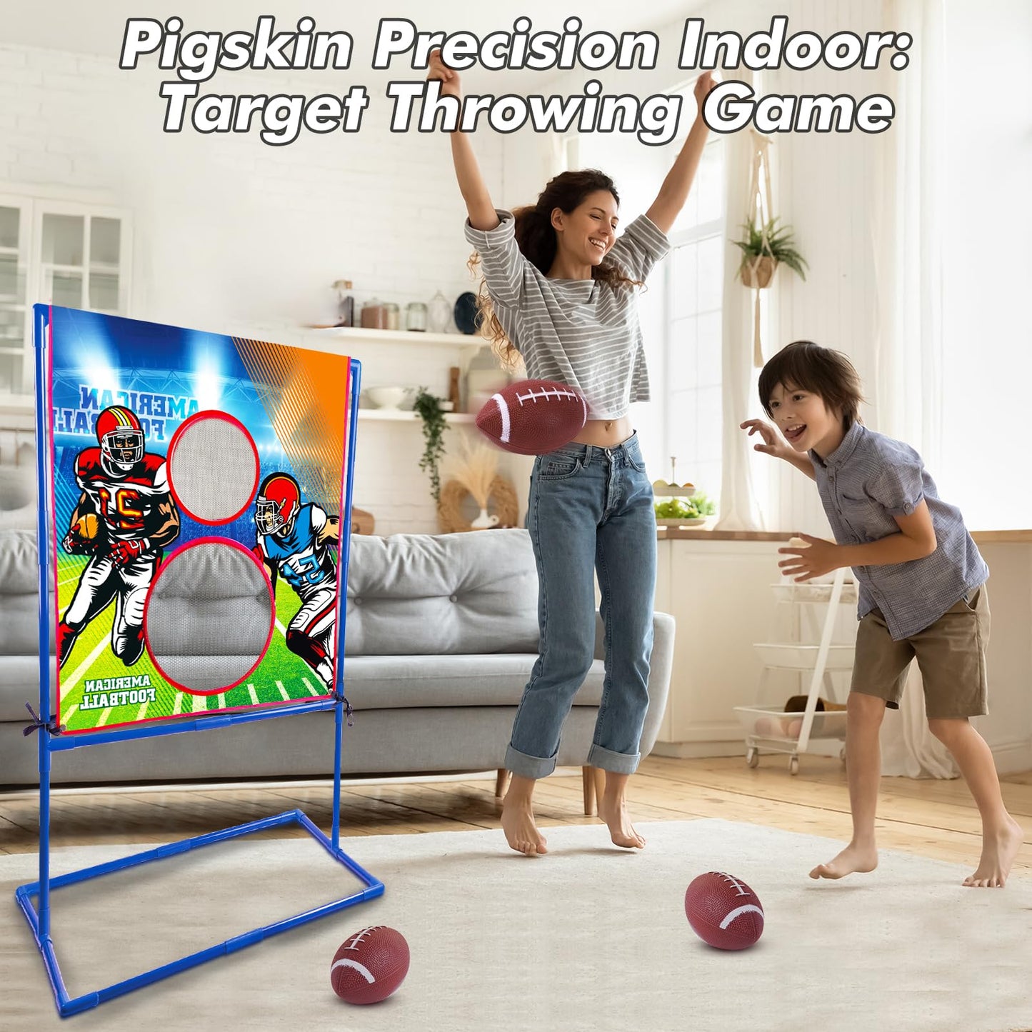 Clemas American Football Throwing Target Game - PVC, Plastic, Cotton, Blue, Model 3888-7A - Perfect for Kids 6-12, Parties, and Family Events